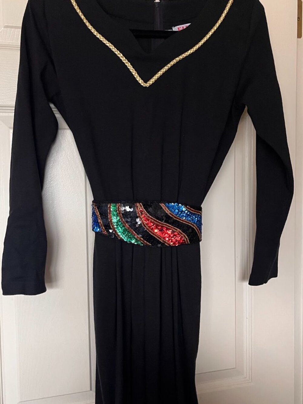 VTG 80'S FADS NWOT Women's S Black Jumpsuit with Gold Braid Trim - Picture 5 of 5